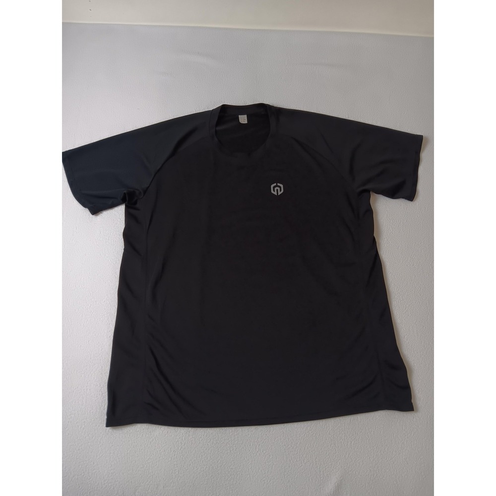 Mens Black Moisture Wicking T-Shirt Size 2XL Breathable Lightweight Jersey Logo